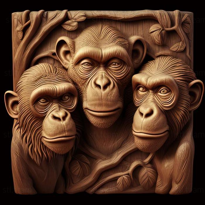 3D model Monkeys (STL)